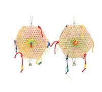 REXVTNS Parrot Shredder Toys 2Pcs | Organic Wood & Bamboo Chew Toys | Vibrant Colors Hanging Bird Toys | Alleviate Boredom & Stress | Secure Environmentally Conscious