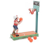 REXVTNS Vintage Tin Basketball Toy | Wind Up Clockwork Player with 4 Balls | Retro Present for Birthday/Christmas | Handcrafted Collectible