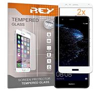 REY 2X Protector de Pantalla 3D para Huawei P10 Lite, Blanco, Protección Completa, 3D / 4D / 5D