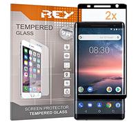 REY 2X Protector de Pantalla 3D para Nokia Sirocco, Negro, Protección Completa, 3D / 4D / 5D