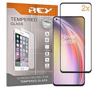 REY 2X Protector de Pantalla 3D para ONEPLUS Nord CE 5G - Nord 2 5G, Negro, Protección Completa, 3D / 4D / 5D