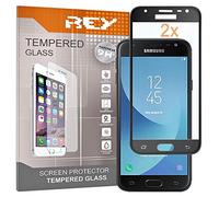 REY 2X Protector de Pantalla 3D para Samsung Galaxy A5 2017, Negro, Protección Completa, 3D / 4D / 5D