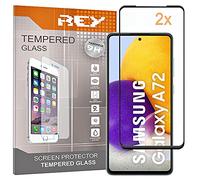REY 2X Protector de Pantalla 3D para Samsung Galaxy A72, Negro, Protección Completa, 3D / 4D / 5D