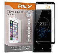 REY 2X Protector de Pantalla 3D para Sony Xperia XZ3, Negro, Protección Completa, 3D / 4D / 5D