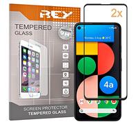 REY 2X Protector de Pantalla Curvo 3D para Google Pixel 4A 5G, Negro, Protección Completa, 3D / 4D / 5D