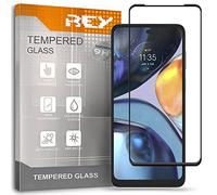 REY 2X Protector de Pantalla Curvo 3D para Motorola Moto G22, Negro, Protección Completa, 3D / 4D / 5D