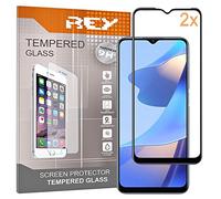REY 2X Protector de Pantalla Curvo 3D para OPPO A16 - A16s - A54s, Negro, Protección Completa, 3D / 4D / 5D