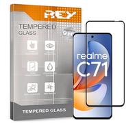 REY 2X Protector de Pantalla Curvo 3D para OPPO REALME C71 - A5i - A5i Pro, Negro, Protección Completa, 3D / 4D / 5D