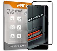 REY 2X Protector de Pantalla Curvo 3D para OPPO REALME GT Neo 3, Negro, Protección Completa, 3D / 4D / 5D