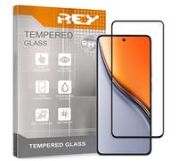 REY 2X Protector de Pantalla Curvo 3D para OPPO REALME P3 LITE, Negro, Protección Completa, 3D / 4D / 5D