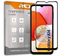 REY 2X Protector de Pantalla Curvo 3D para Samsung Galaxy A14 5G/4G/LTE, Negro, Protección Completa, 3D / 4D / 5D