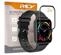 REY 2X Protector de Pantalla Curvo 3D para ZTE Watch Live, Negro, Protección Completa, 3D / 4D / 5D