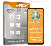 REY 2X Protector de Pantalla para Vivo Y72 5G - Y52 5G - IQOO Z3 - T1x - Y33s - Y21s - Y21, Cristal Vidrio Templado Premium