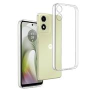 REY 3X Funda Carcasa Gel Transparente para Motorola Moto G04 4G - Moto G04s 4G - Moto E14 4G, Ultra Fina 0,33mm, Silicona TPU de Alta Resistencia y Flexibilidad