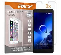 REY 3X Protector de Pantalla para ALCATEL 1C 2019, Cristal Vidrio Templado Premium