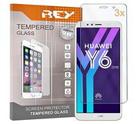 REY 3X Protector de Pantalla para Huawei Y6 2018, Cristal Vidrio Templado Premium