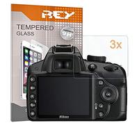 REY 3X Protector de Pantalla para Nikon D3100 - D3200 - D3300 - D3400 - D3500, Cristal Vidrio Templado Premium