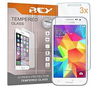 REY 3X Protector de Pantalla para Samsung Galaxy Core Prime G3606, Cristal Vidrio Templado Premium