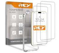 REY 3X Protector de Pantalla y Funda Anti-Shock para iPhone 15 Pro 6,1", Cristal Vidrio Templado y Silicona TPU de Alta Resistencia