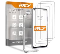 REY 3X Protector de Pantalla y Funda Anti-Shock para LG K51s Quad CAM, Cristal Vidrio Templado y Silicona TPU de Alta Resistencia