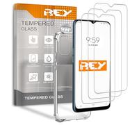 REY 3X Protector de Pantalla y Funda Anti-Shock para OPPO A16 - A16s - A54s, Cristal Vidrio Templado y Silicona TPU de Alta Resistencia