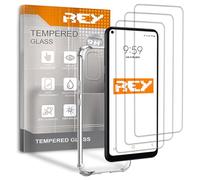 REY 3X Protector de Pantalla y Funda Anti-Shock para OPPO A54 5G, Cristal Vidrio Templado y Silicona TPU de Alta Resistencia