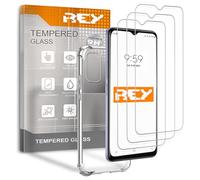 REY 3X Protector de Pantalla y Funda Anti-Shock para TCL 405 - TCL 406 - TCL 408, Cristal Vidrio Templado y Silicona TPU de Alta Resistencia