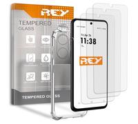 REY 3X Protector de Pantalla y Funda Anti-Shock para Vivo Y03, Cristal Vidrio Templado y Silicona TPU de Alta Resistencia