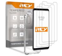 REY 3X Protector de Pantalla y Funda Anti-Shock para XIAOMI MI MAX 3, Cristal Vidrio Templado y Silicona TPU de Alta Resistencia
