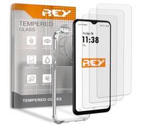 REY 3X Protector de Pantalla y Funda para DOOGEE S200X - S200 Plus, Cristal Vidrio Templado y Silicona TPU de Alta Resistencia