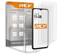 REY 3X Protector de Pantalla y Funda para OUKITEL C35 - C36, Cristal Vidrio Templado y Silicona TPU de Alta Resistencia