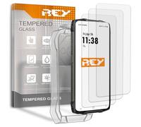 REY 3X Protector de Pantalla y Funda para ULEFONE Armor X32 - Armor X32 Pro, Cristal Vidrio Templado y Silicona TPU de Alta Resistencia