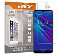 REY 3X Protector Pantalla para Huawei Y6 2019 - Y6 Pro 2019 - Honor Play 8A - Enjoy 9E, Cristal Vidrio Templado Premium
