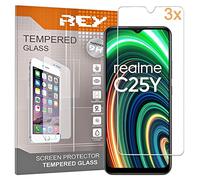 REY 3X Protector Pantalla para REALME C25Y - C21Y - OPPO A16 - A16s - A54s, Cristal Vidrio Templado Premium