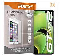 REY 3X Protector Pantalla para REALME GT Neo 2 - GT 2 Pro - REALME 9i - REALME Q5 - GT Neo 3T - GT 2 Master Explorer Edition - REALME 9 5G, Cristal Vidrio Templado Premium