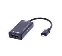REY - Adaptador Conversor OTG MicroUSB Macho a HDMI/MicroUSB Hembra Negro