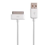 REY Cable Dock 30 Pines para iPhone 3G / 3Gs / 4 / 4s para Carga y Sincronización USB 2.0 de 1 Metro Color Blanco