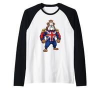 Rey Corona de la Union Jack British Bulldog Camiseta Manga Raglan