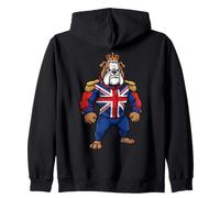 Rey Corona de la Union Jack British Bulldog Sudadera con Capucha
