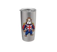 Rey Corona de la Union Jack British Bulldog Vaso térmico de acero inoxidable de doble pared