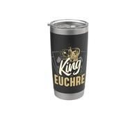 Rey De Euchre Juegos De Cartas Pinochle Jugando Cartas Euchre Vaso térmico de acero inoxidable de doble pared