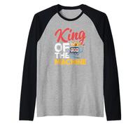 Rey de la máquina tragamonedas Casino Juego Jackpot Vegas Camiseta Manga Raglan