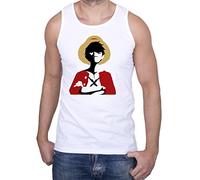 Rey de los Piratas Camiseta de Tirantes para Hombre Ruffy One Monkey Anime Piece Zoro, Farbe2:Blanco;Größe2:L