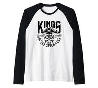 Rey de los Siete Mares Salvaje Abstracto Cráneo Real Gangs Camiseta Manga Raglan