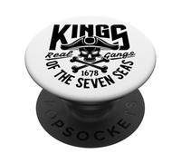 Rey de los Siete Mares Salvaje Abstracto Cráneo Real Gangs PopSockets PopGrip Adhesivo