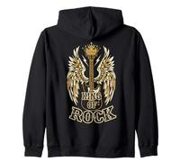 Rey de Rock and Roll Guitarra Vintage Rock Music Back Sudadera con Capucha