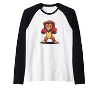 Rey del anillo con este feroz león y estilo de boxeo Camiseta Manga Raglan