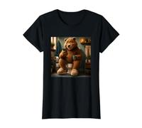 Rey del Trono Oso Humor del baño Inodoro Papá Divertido Camiseta gráfica económica, Mujer, Negro, S