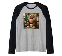 Rey del Trono Oso Humor del baño Inodoro Papá Divertido Camiseta Manga Raglan