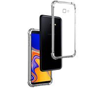 REY Funda Anti-Shock Gel Transparente para Samsung Galaxy J4 Plus 2018, Ultra Fina 0,33mm, Esquinas Reforzadas, Silicona TPU de Alta Resistencia y Flexibilidad